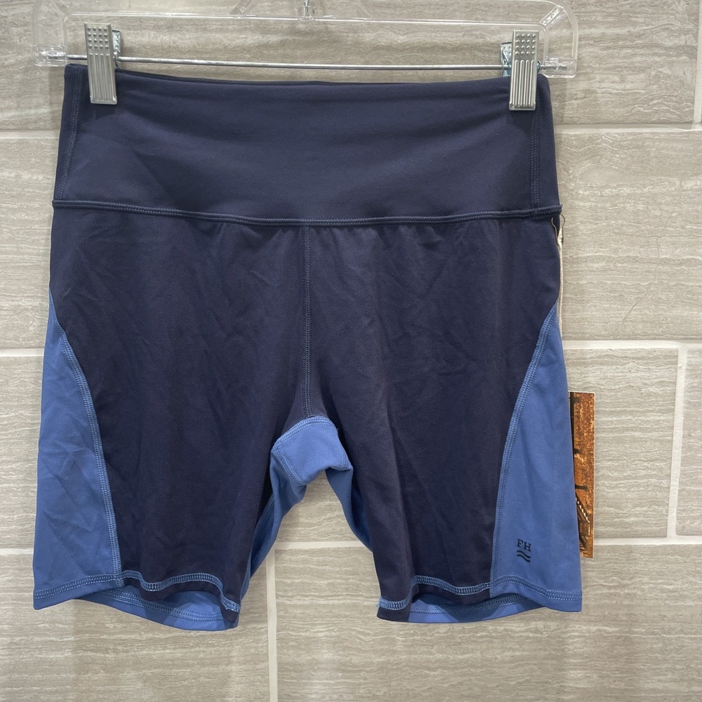 Fair Harbor Bayview bike short navy colorblock Women's S Back Zipper Pocket NWT